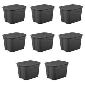 18 Gallon Plastic Storage Bin with Snap-on Lid, Gray, 8 Count